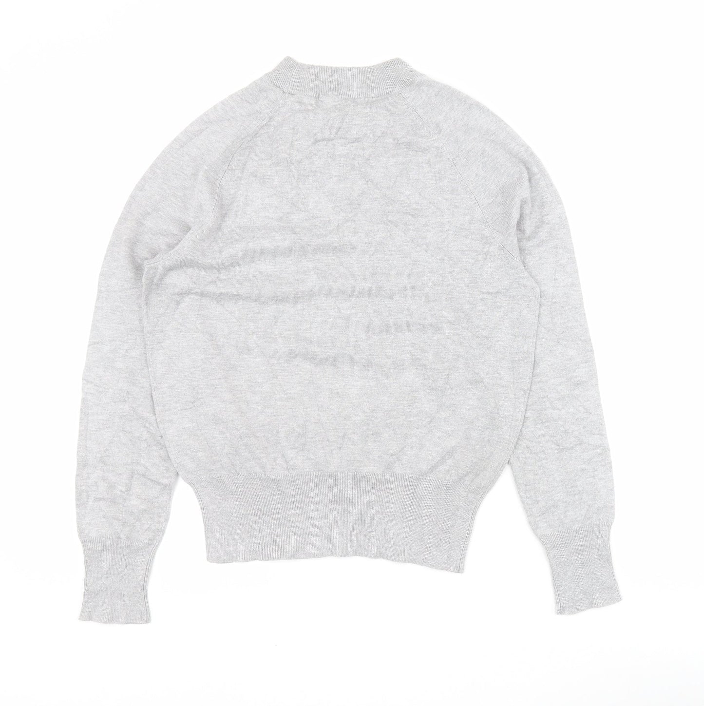 H&M Womens Grey Mock Neck  Viscose Pullover Jumper Size XS