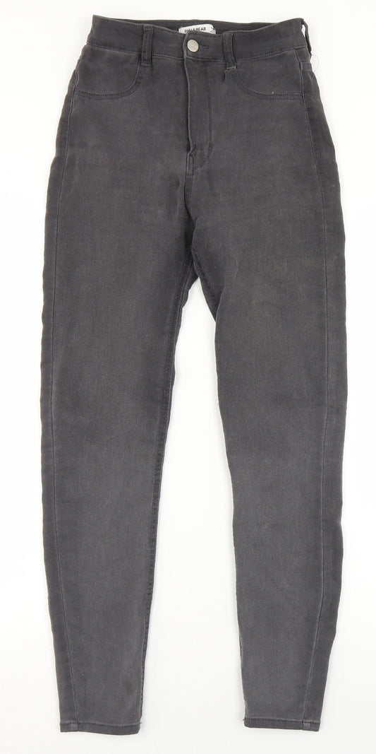 Pull & Bear Womens Grey  Cotton Skinny Jeans Size 10 L26 in Regular Button