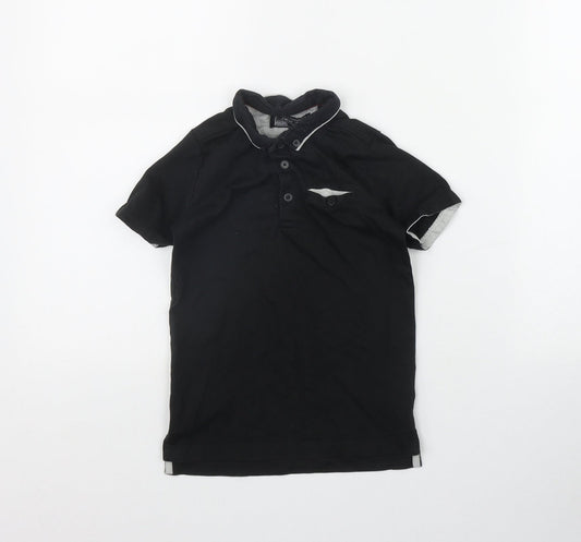 NEXT Boys Black  Cotton Basic Polo Size 4 Years Collared Button