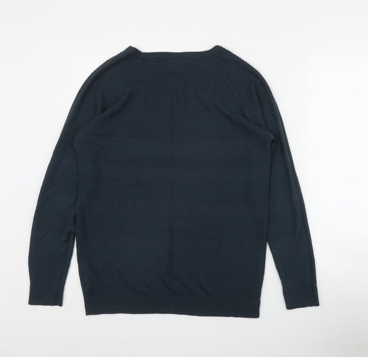 Mamalicious Womens Blue Round Neck  Acrylic Pullover Jumper Size L