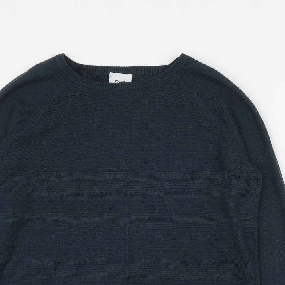Mamalicious Womens Blue Round Neck  Acrylic Pullover Jumper Size L