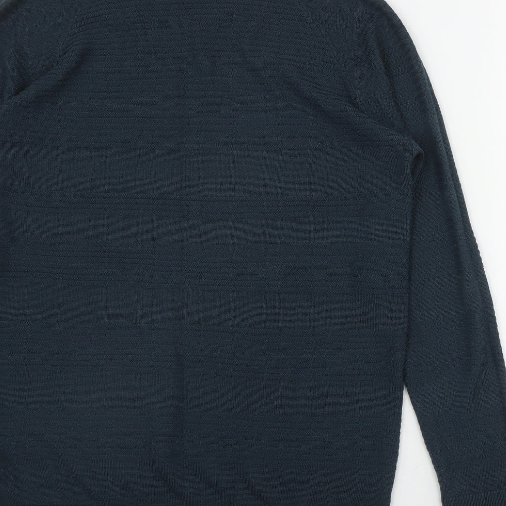 Mamalicious Womens Blue Round Neck  Acrylic Pullover Jumper Size L