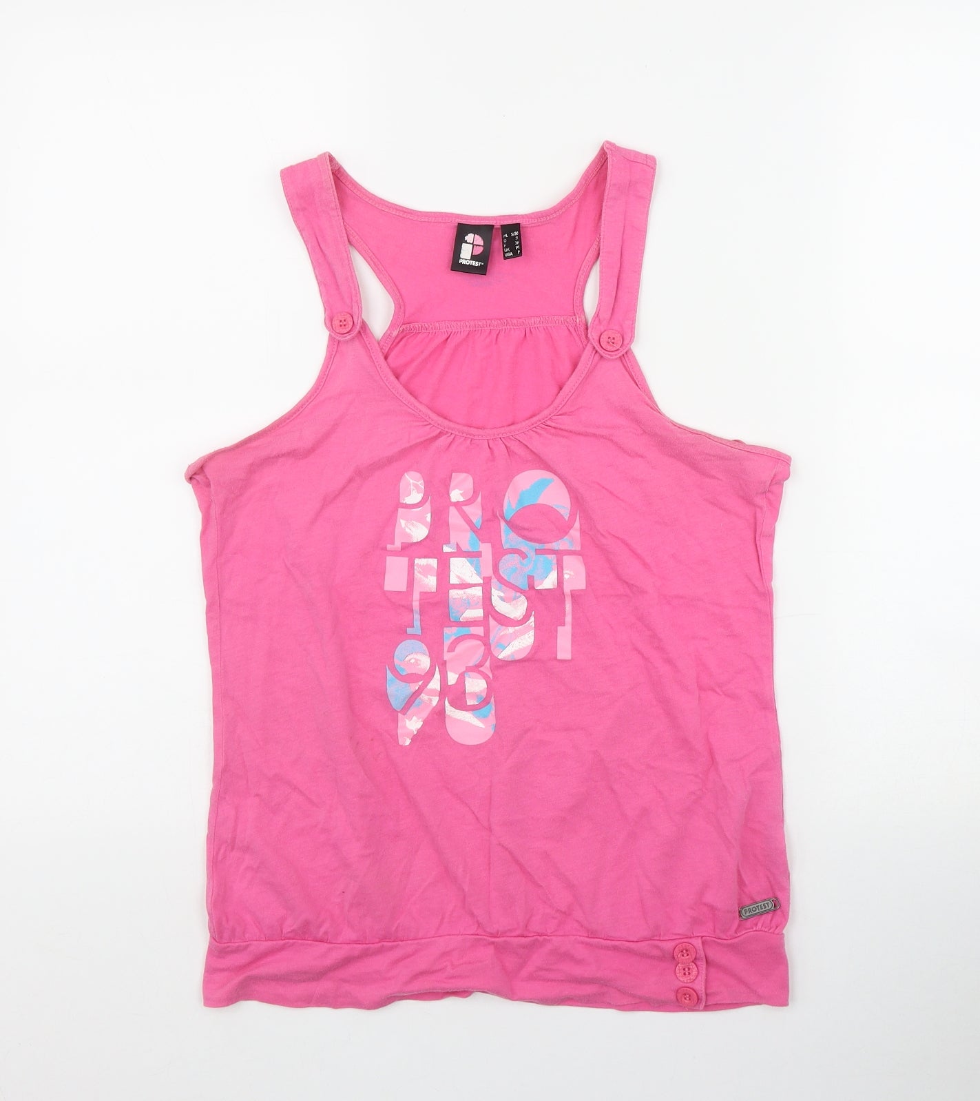 Protest Womens Pink  Cotton Basic Tank Size 10 Scoop Neck