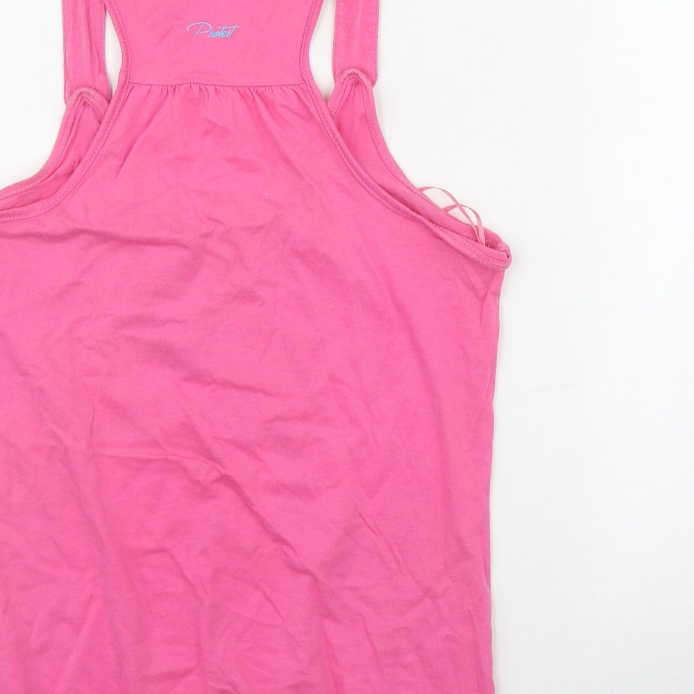 Protest Womens Pink  Cotton Basic Tank Size 10 Scoop Neck