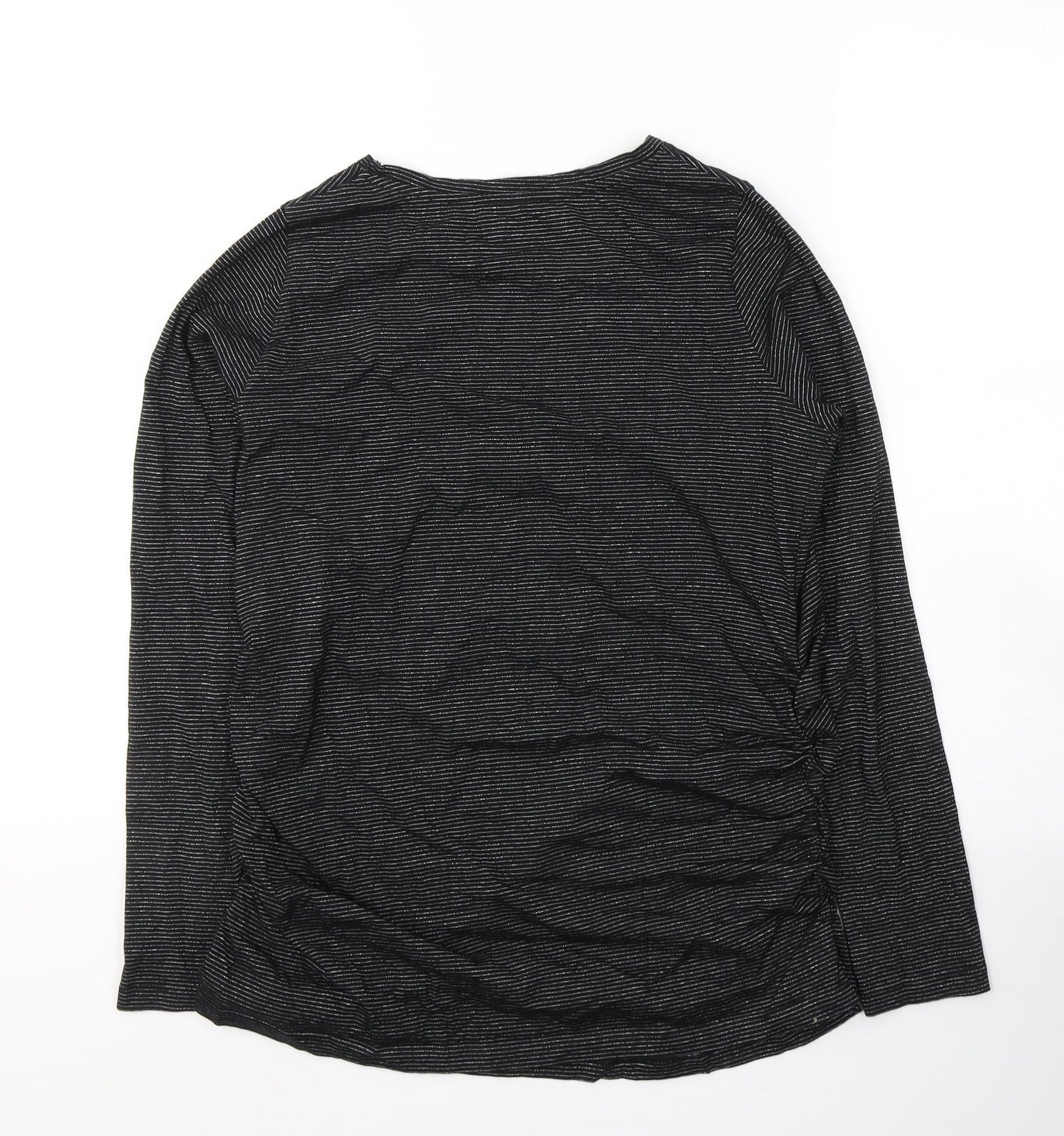 Blooming Marvellous Womens Black Striped Cotton Basic T-Shirt Size M Round Neck