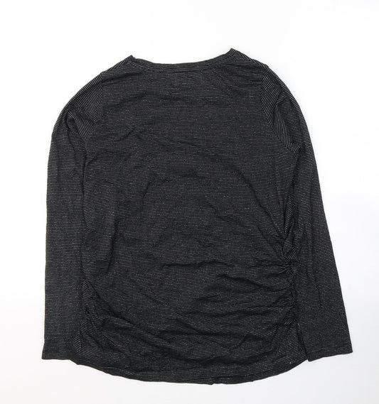 Blooming Marvellous Womens Black Striped Cotton Basic T-Shirt Size M Round Neck