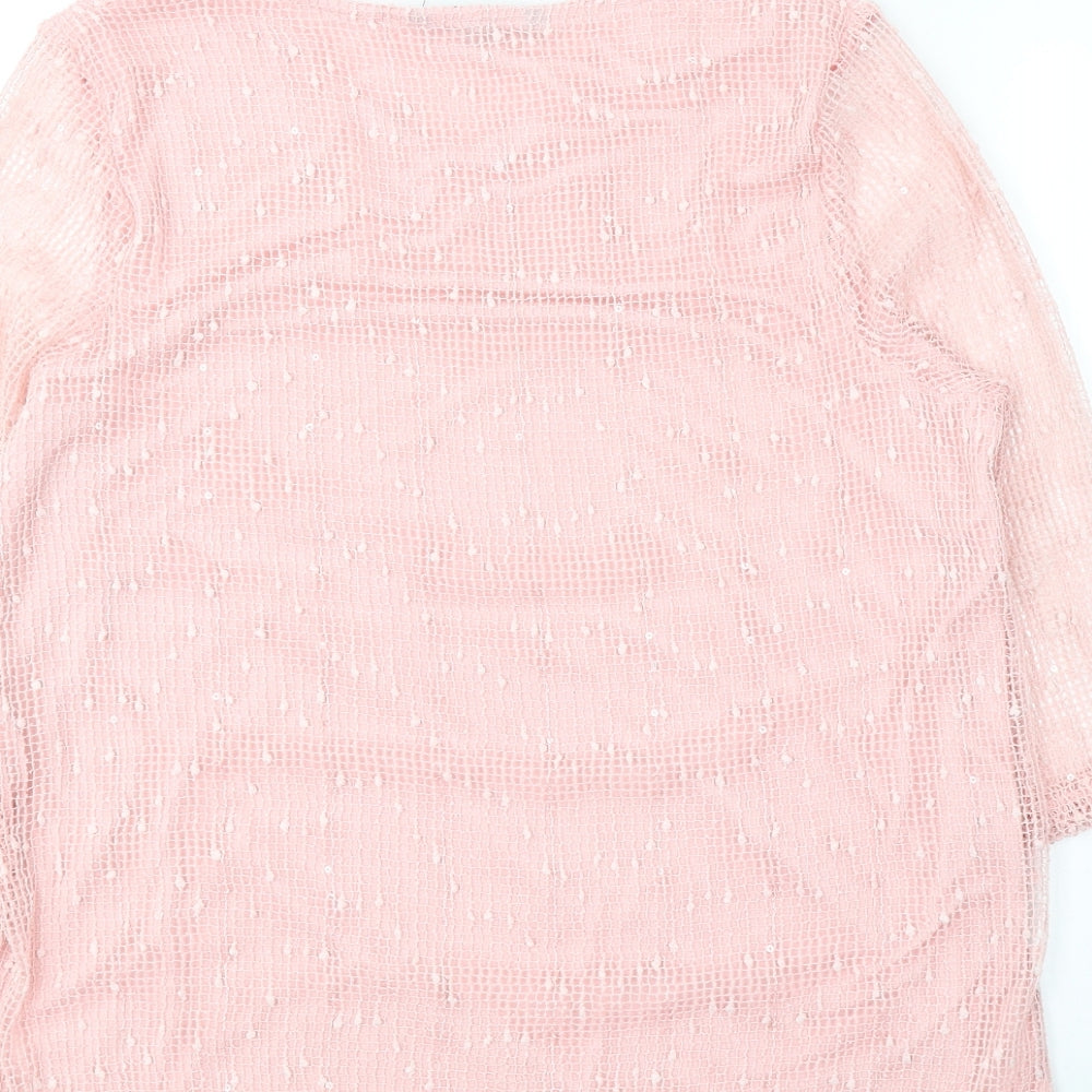 Bonmarché Womens Pink Round Neck  Polyester Pullover Jumper Size 16