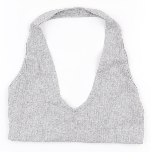 Misguided Womens Grey  Polyester Cropped Tank Size 6 Halter
