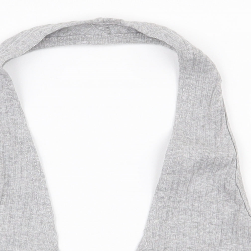 Misguided Womens Grey  Polyester Cropped Tank Size 6 Halter
