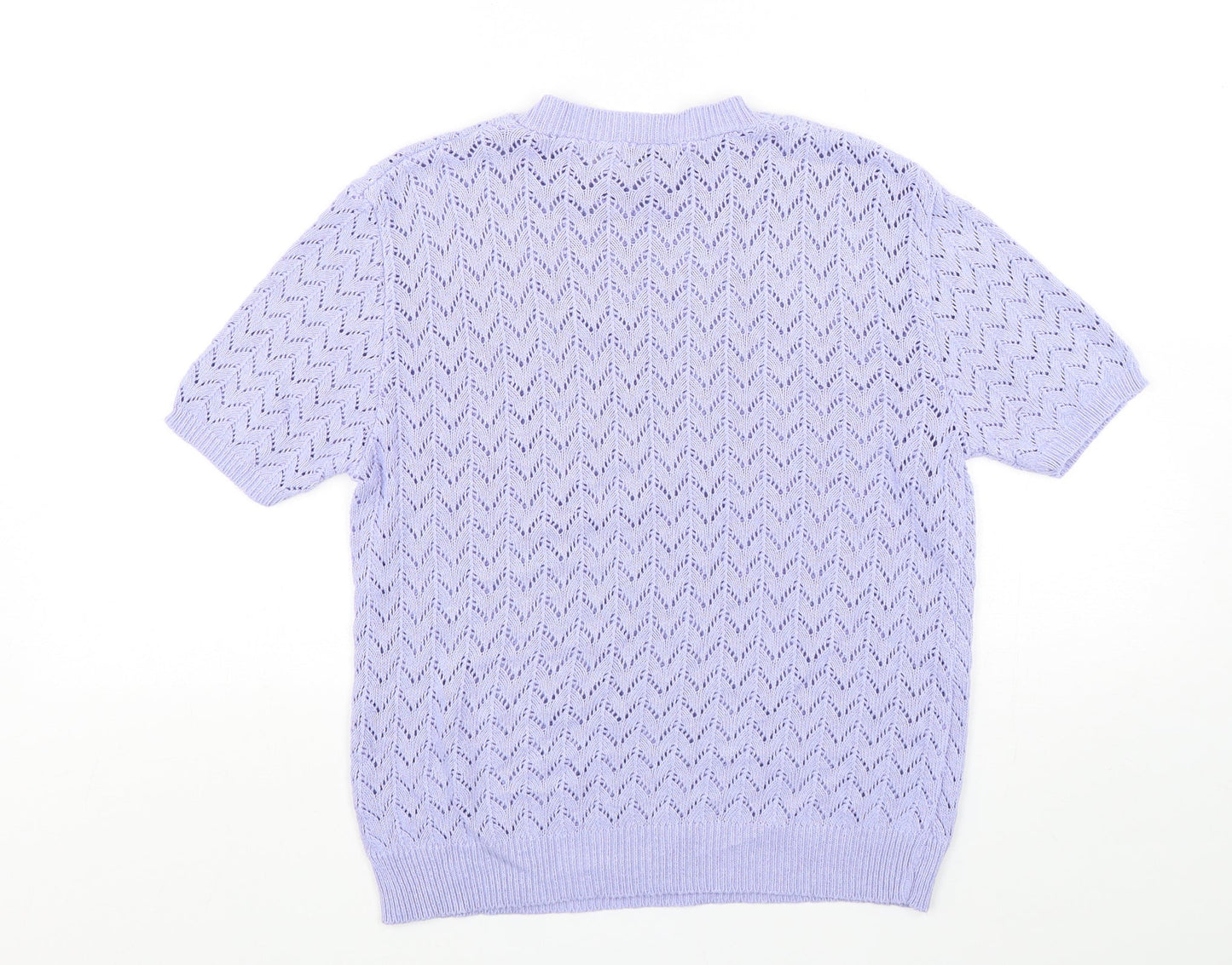 Monique Womens Purple Round Neck  Cotton Pullover Jumper Size M
