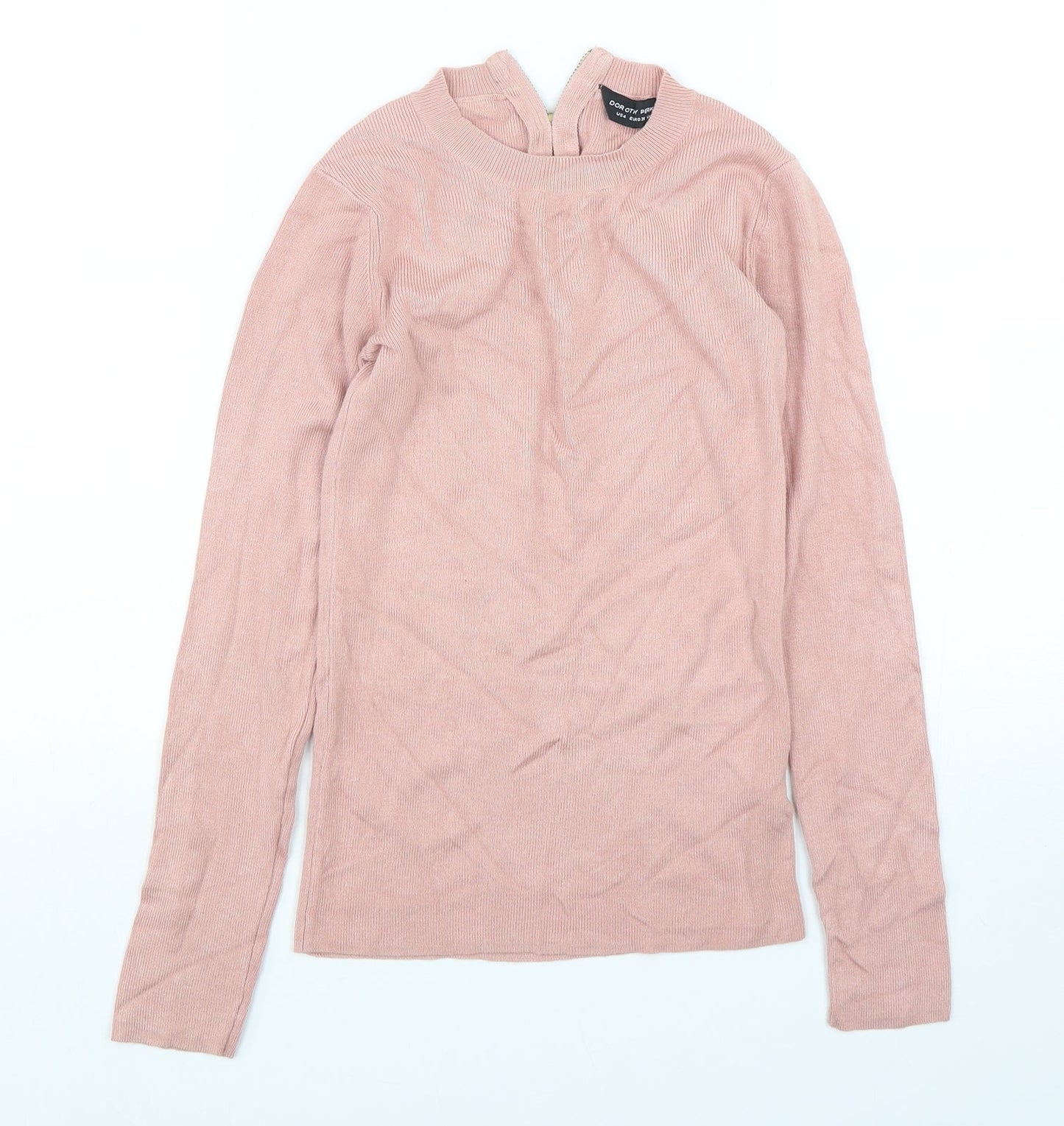 Dorothy Perkins Womens Pink Round Neck  Viscose Pullover Jumper Size 8