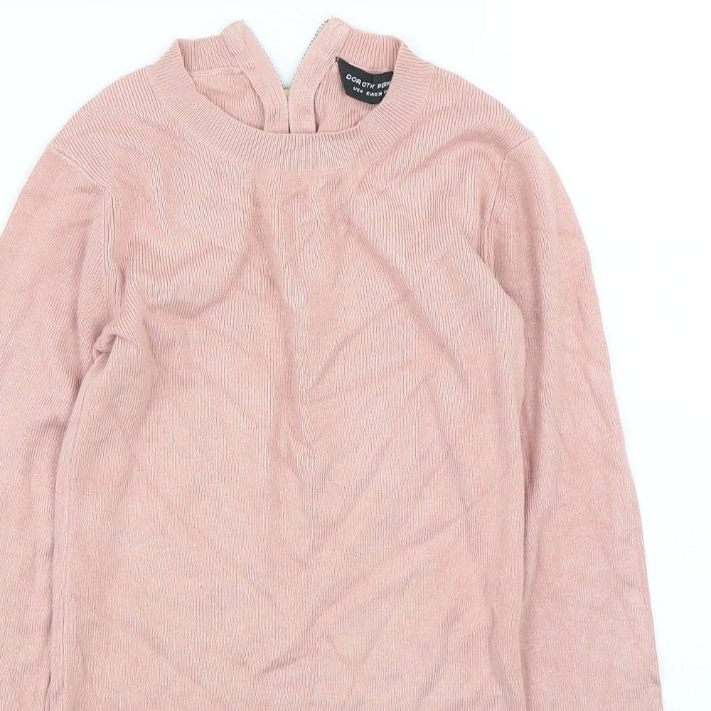 Dorothy Perkins Womens Pink Round Neck  Viscose Pullover Jumper Size 8