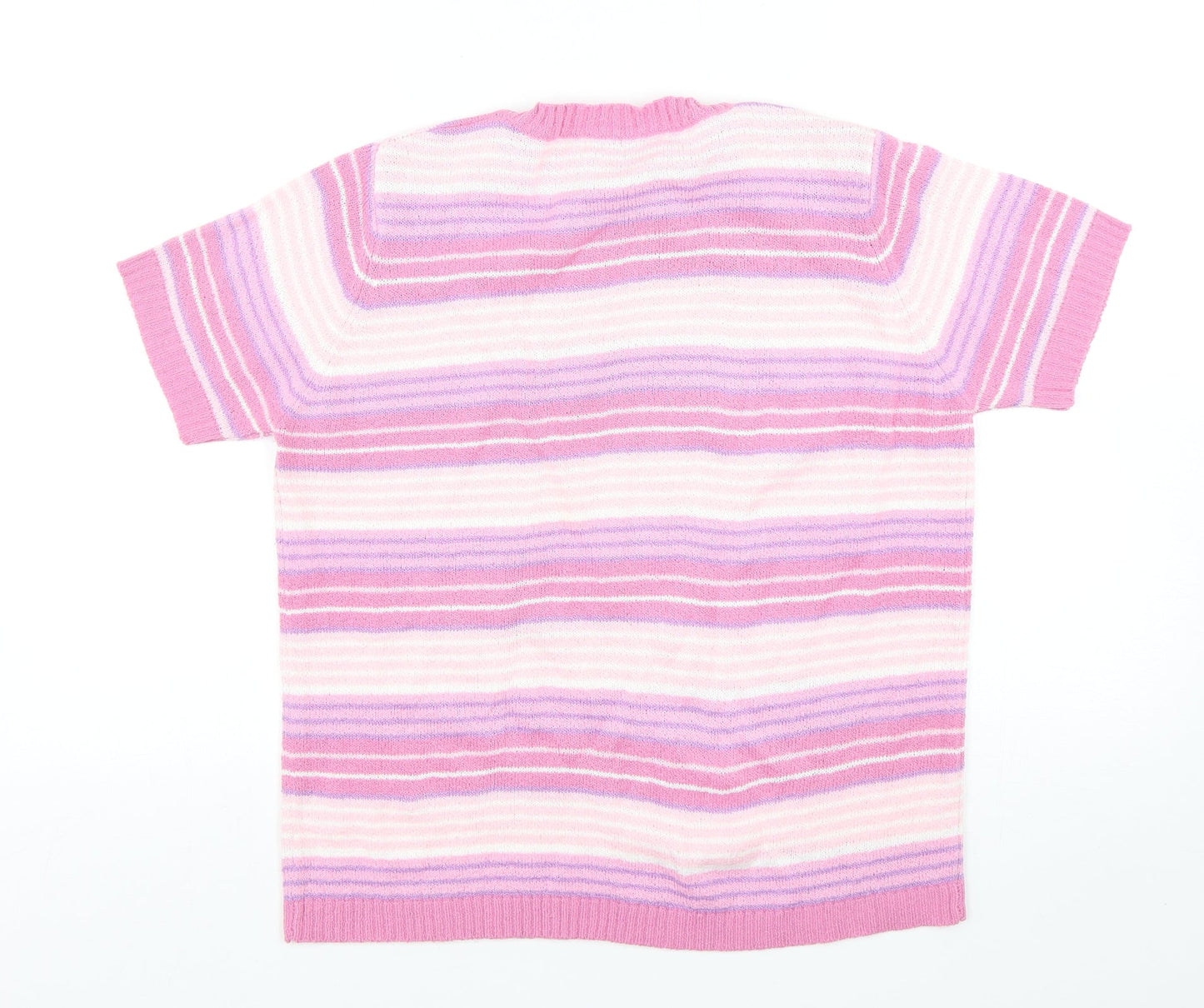 EWM Womens Multicoloured Round Neck Striped Acrylic Pullover Jumper Size 14