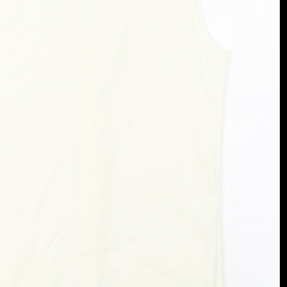 Merry Gold Womens Ivory V-Neck  Acrylic Vest Jumper Size S