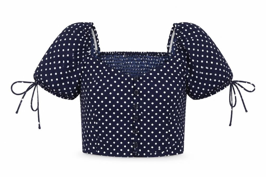 Chemistry Womens Blue Polka Dot Polyester Basic Blouse Size 8 Square Neck