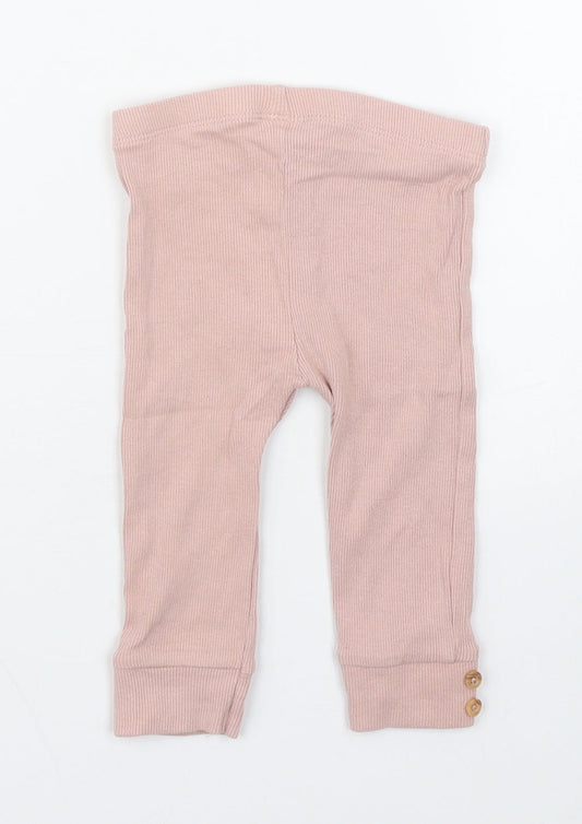 TU Girls Pink  Cotton Jogger Leggings Size 6-9 Months