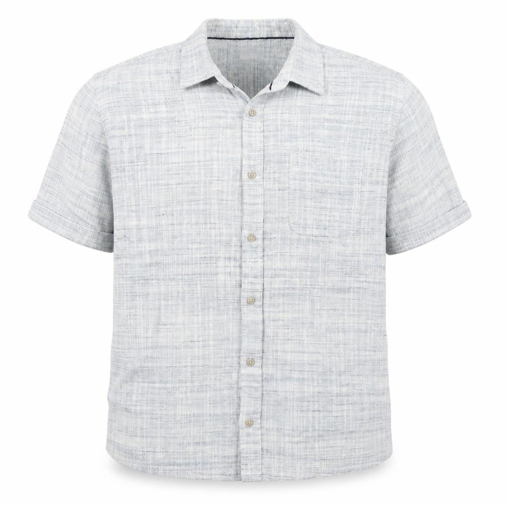 Authentic Mens Blue  Polyester  Button-Up Size L Collared Button