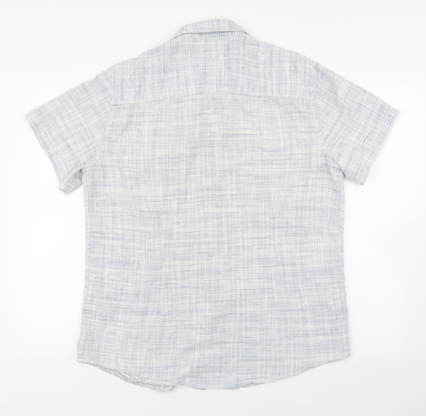 Authentic Casual Wear Mens Blue  Polyester  Button-Up Size L Collared Button