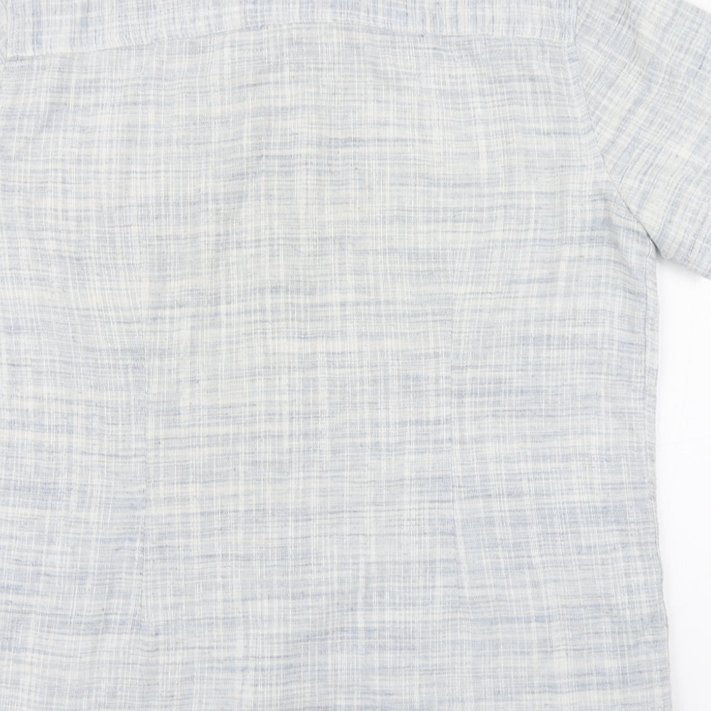 Authentic Casual Wear Mens Blue  Polyester  Button-Up Size L Collared Button