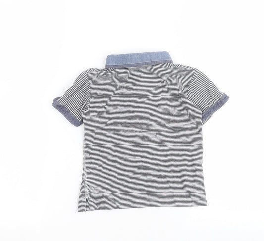 NEXT Boys Blue Striped 100% Cotton Basic Polo Size 2-3 Years Collared Button