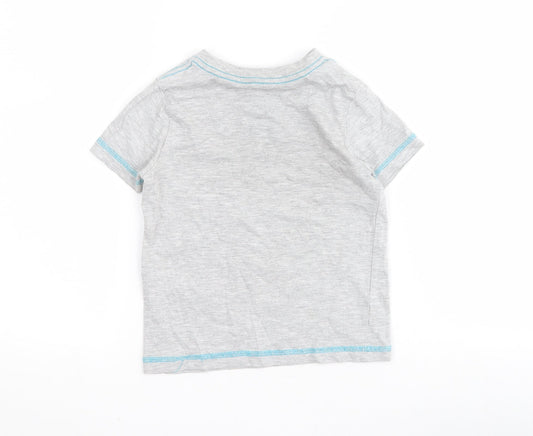 F&F Boys Grey  Cotton Pullover T-Shirt Size 2-3 Years Crew Neck Pullover
