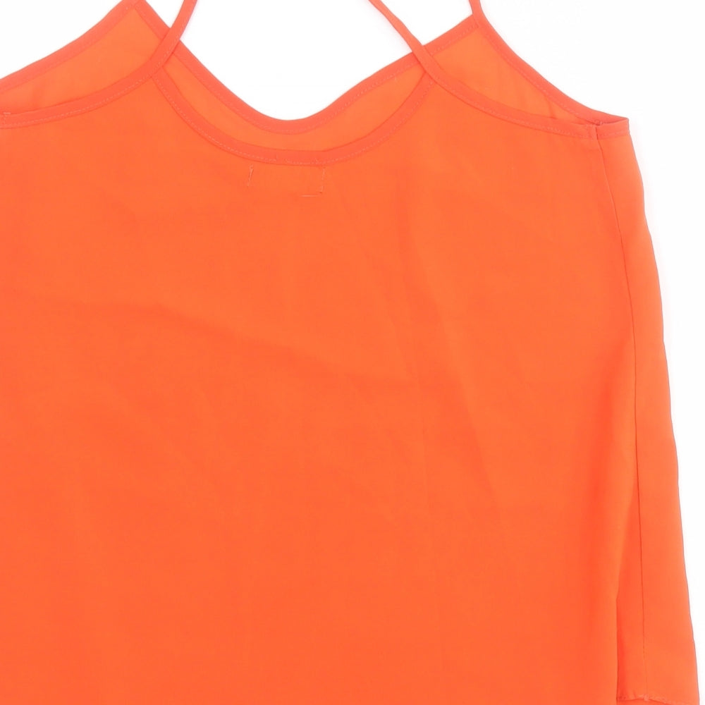 Exhibit Womens Orange  Polyester Camisole Tank Size 8 V-Neck