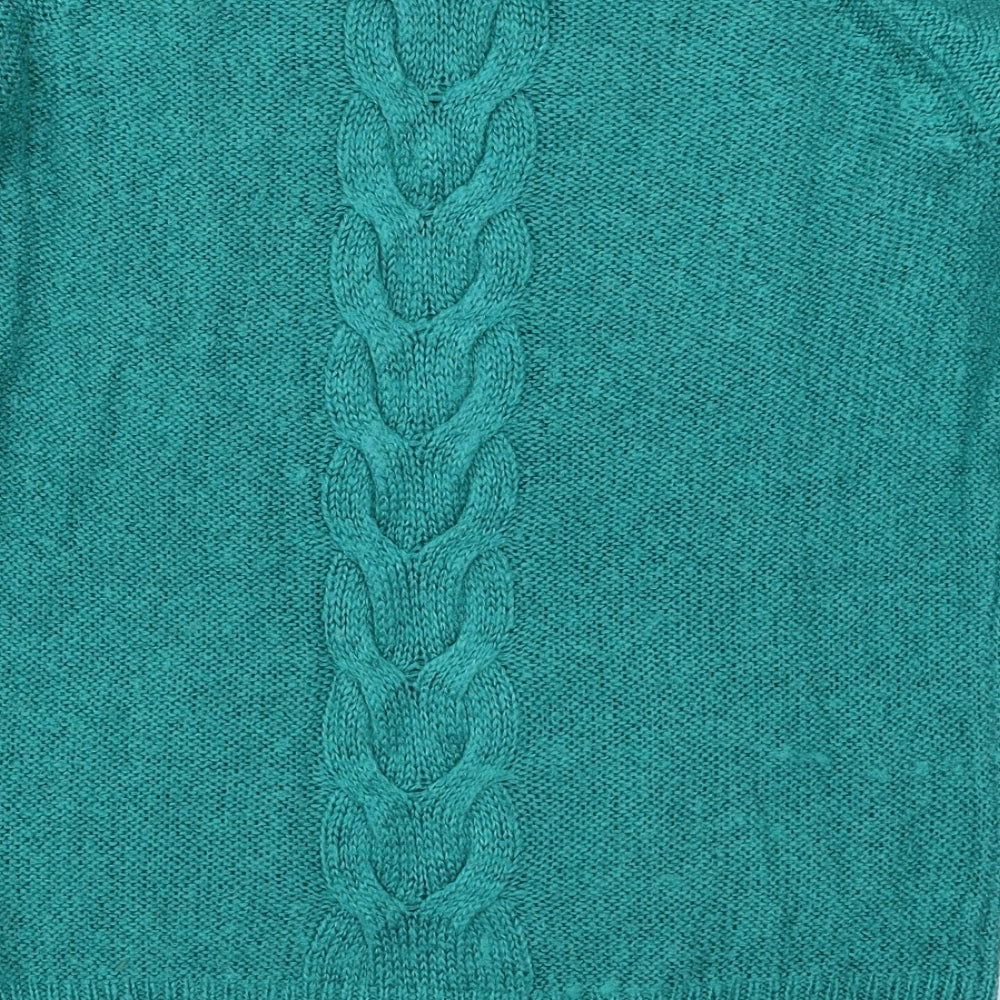 H&M Womens Green Crew Neck  Acrylic Pullover Jumper Size M