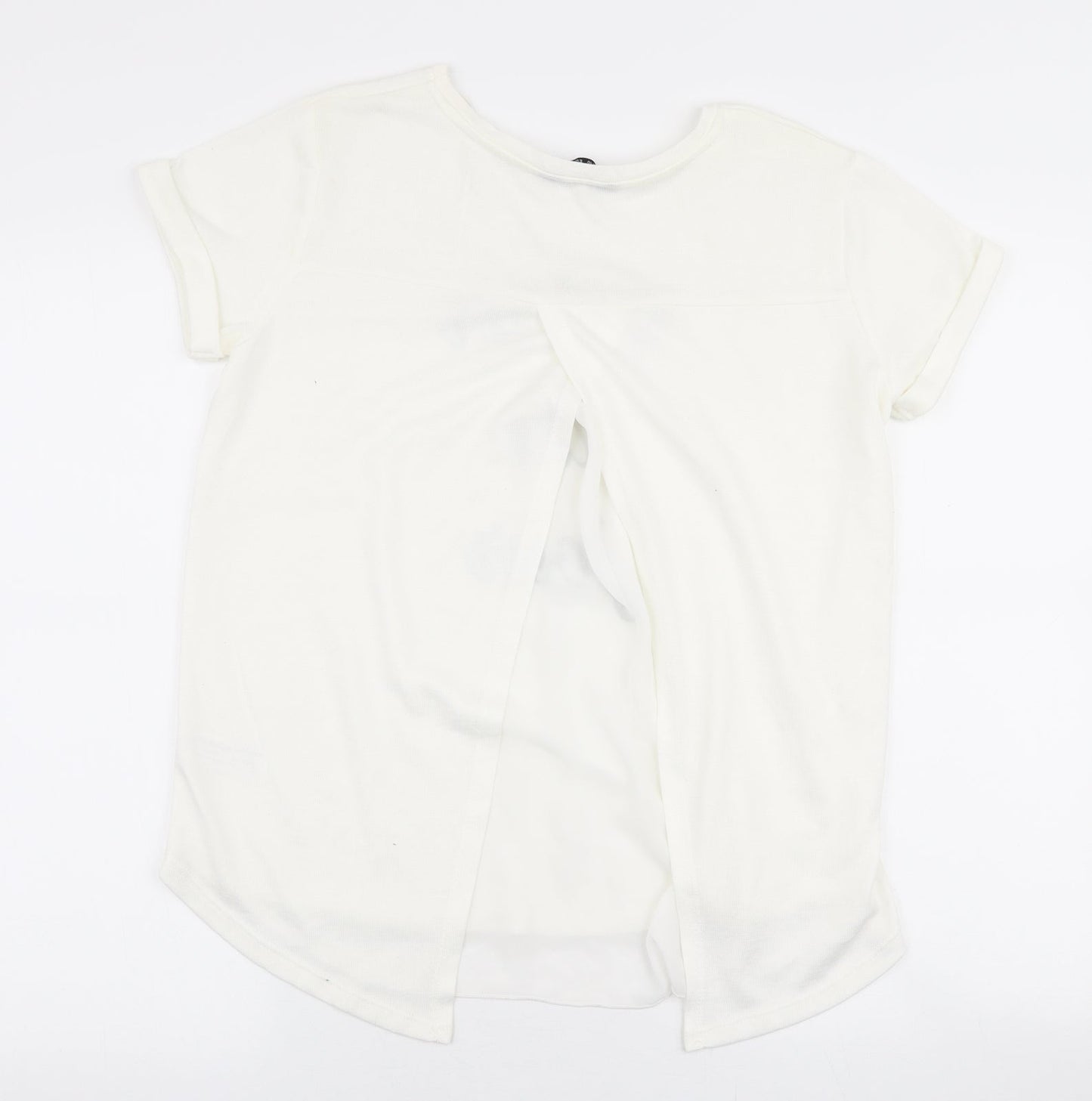 Max Womens White  Polyester Jersey T-Shirt Size 10 Round Neck - Fleur du jour