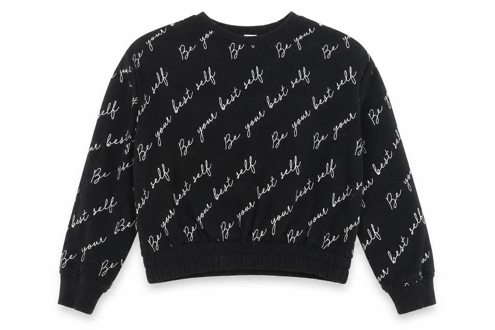 Primark Girls Black  Cotton Pullover Sweatshirt Size 9-10 Years  Pullover - Be your best self
