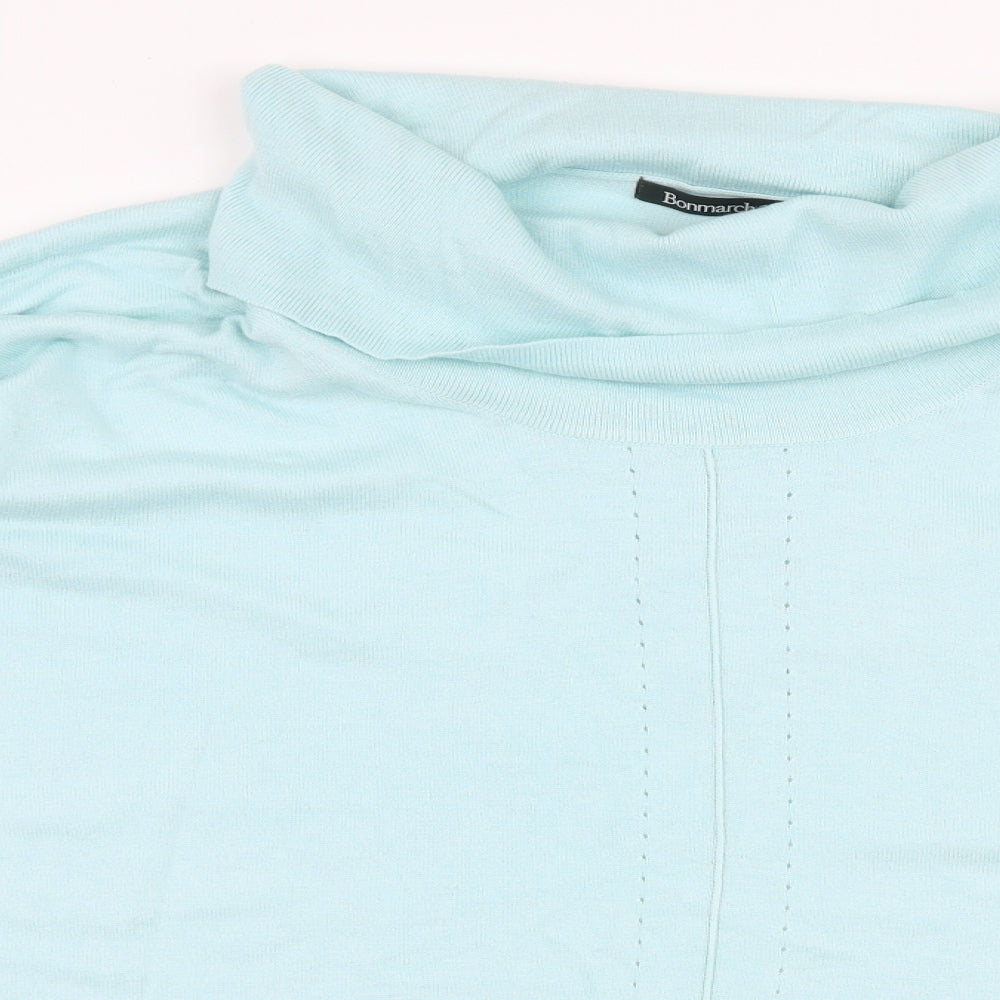 Bonmarche Womens Blue Roll Neck  Nylon Pullover Jumper Size S