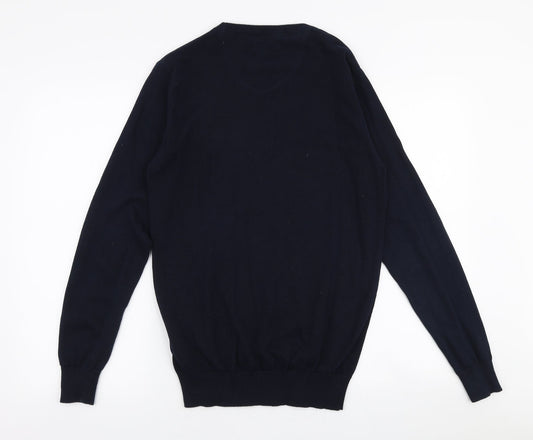 Brave Soul Mens Blue Round Neck  Cotton Pullover Jumper Size XS
