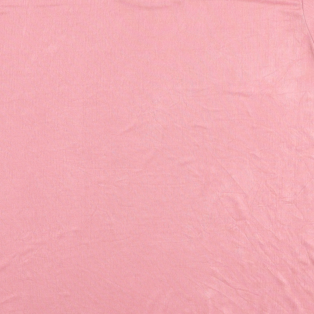 Charmell Womens Pink  Polyester Basic Blouse Size 2XL Round Neck