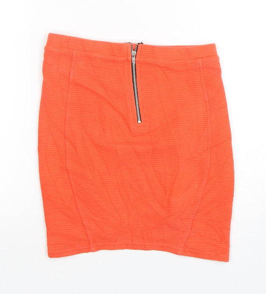 Topshop Womens Orange  Cotton Mini Skirt Size 8