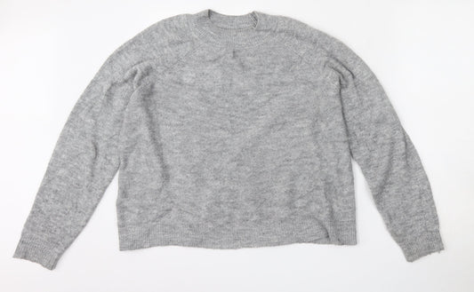 ASOS Womens Grey Mock Neck  Acrylic Pullover Jumper Size 10
