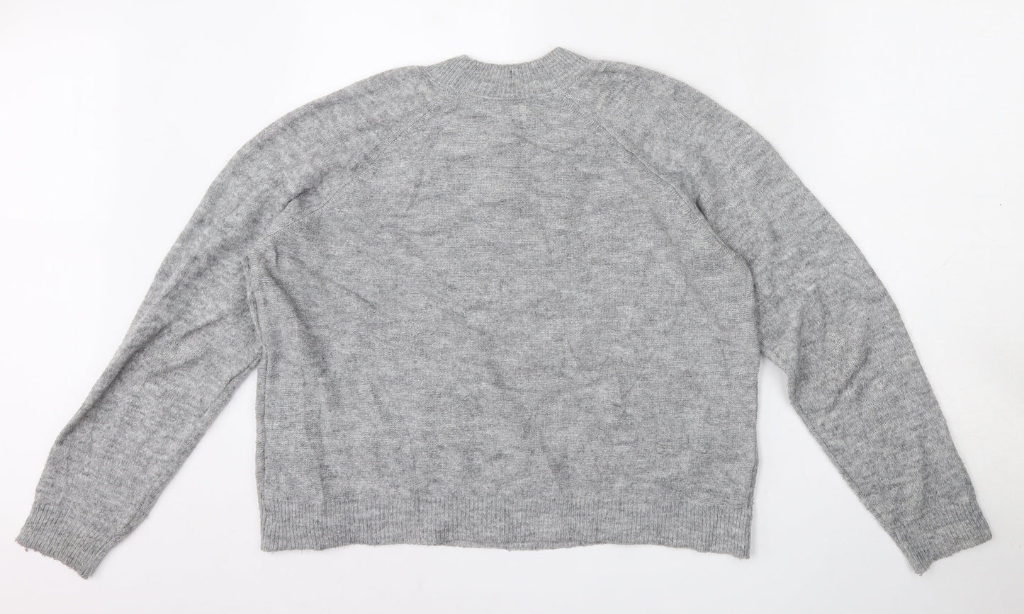 ASOS Womens Grey Mock Neck  Acrylic Pullover Jumper Size 10