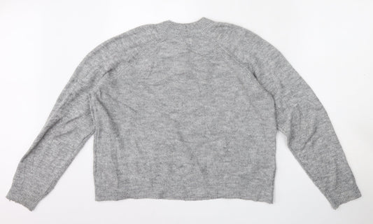ASOS Womens Grey Mock Neck  Acrylic Pullover Jumper Size 10