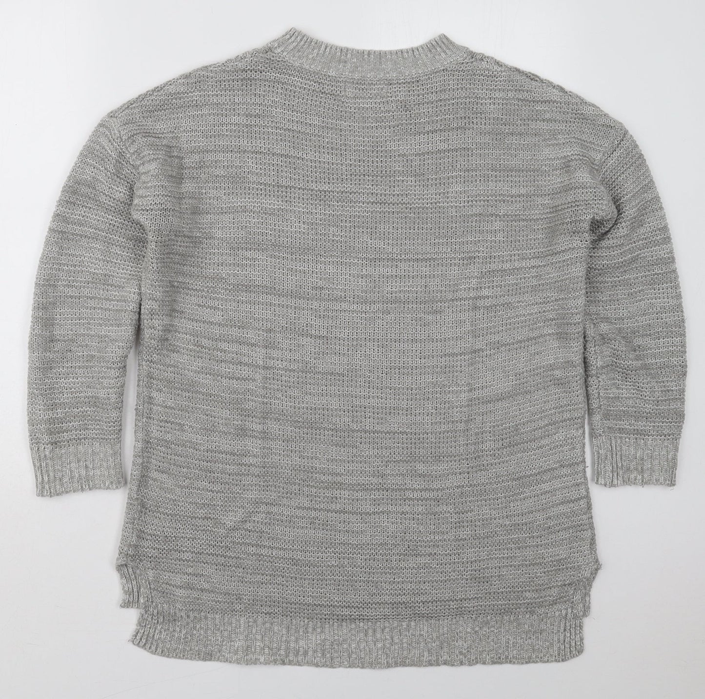 Papaya Womens Grey Crew Neck  Acrylic Pullover Jumper Size M