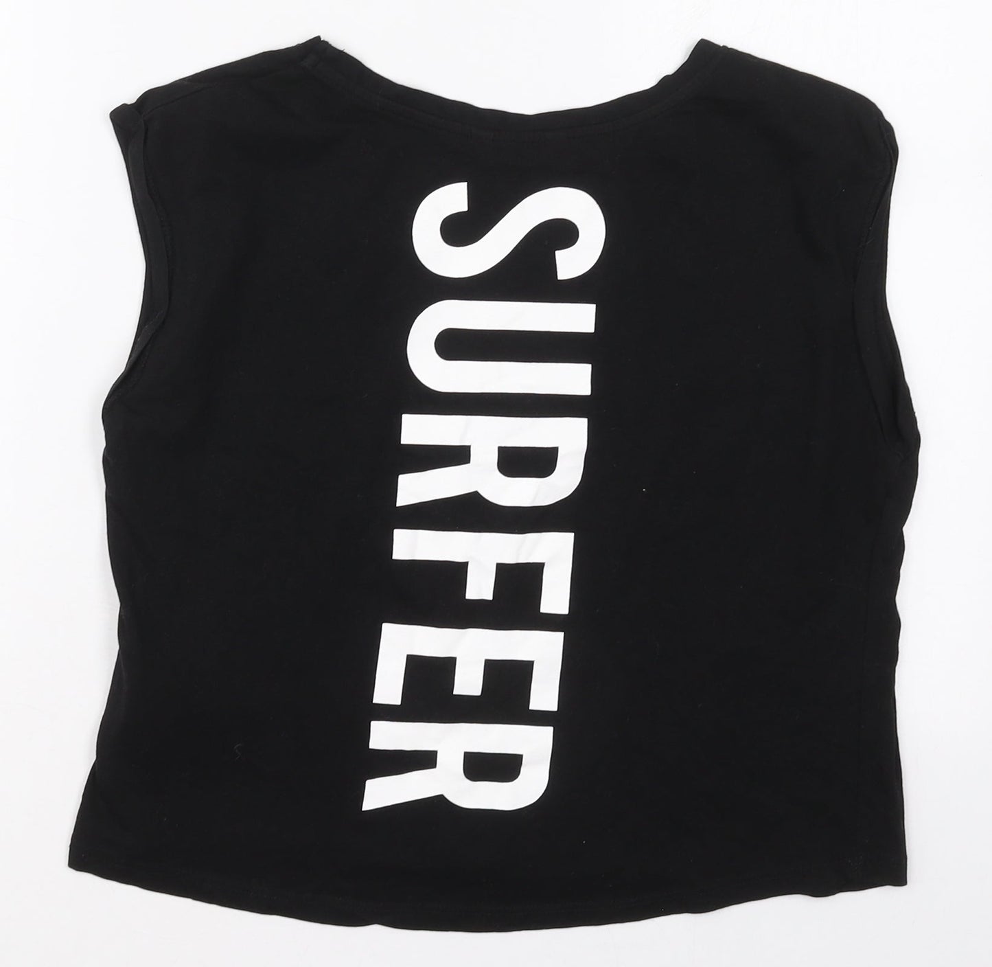 Cropp Womens Black  Cotton Cropped Tank Size S Crew Neck - Aloha Surfer