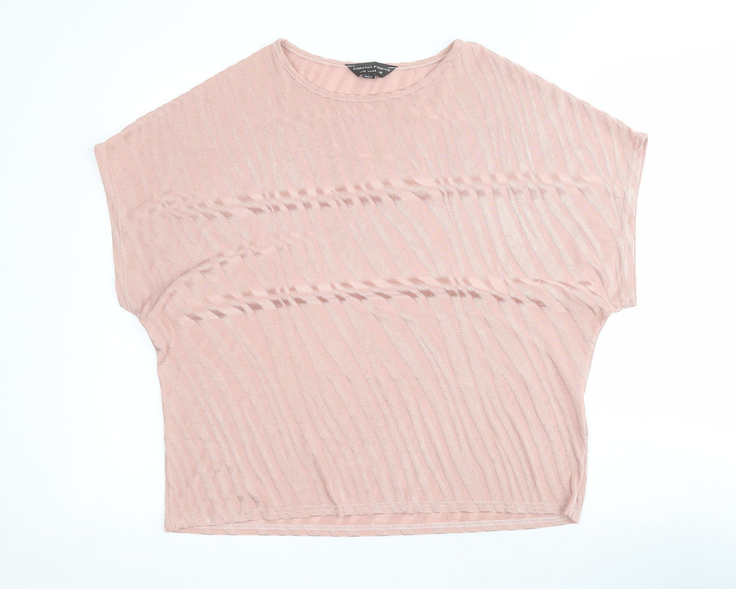 Dorothy Perkins Womens Pink Animal Print Polyester Basic T-Shirt Size 16 Round Neck