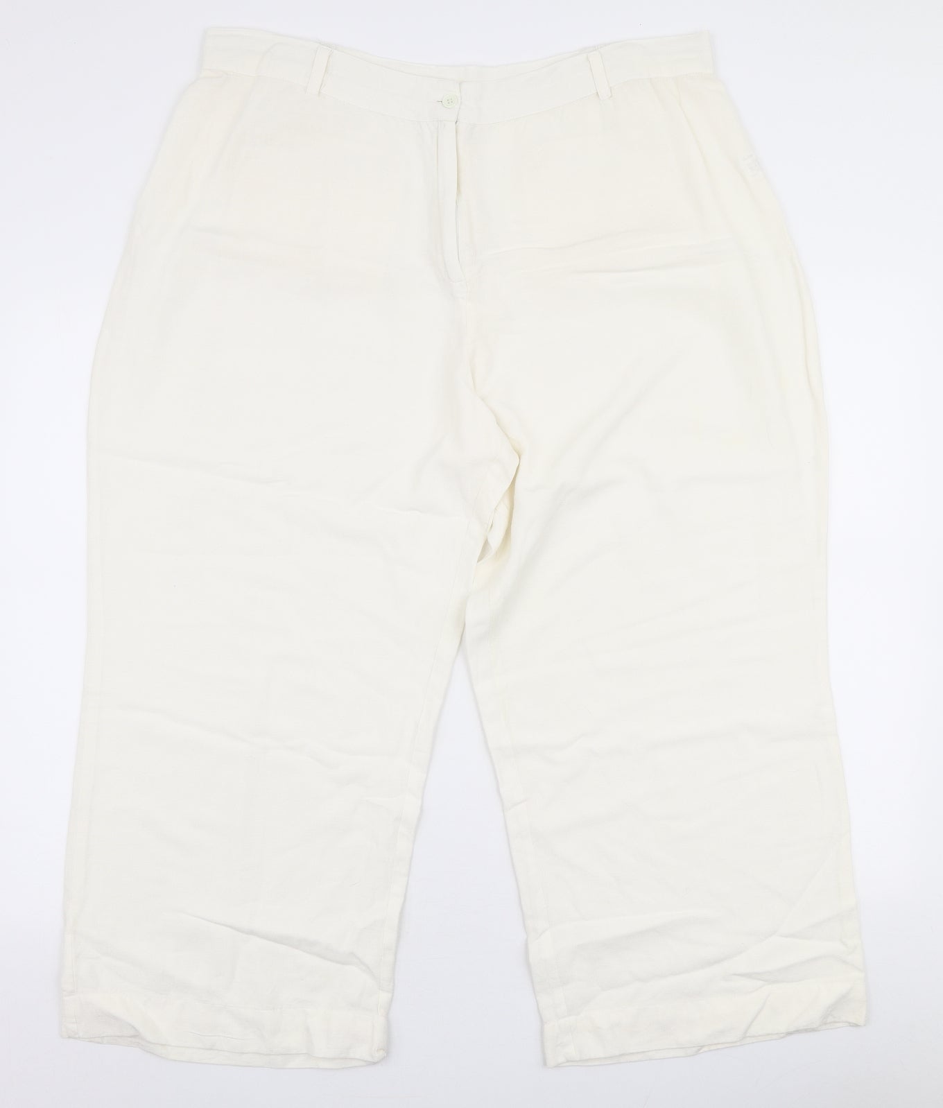 Casual Comfort Womens White  Viscose Trousers  Size 20 L24 in Regular Zip