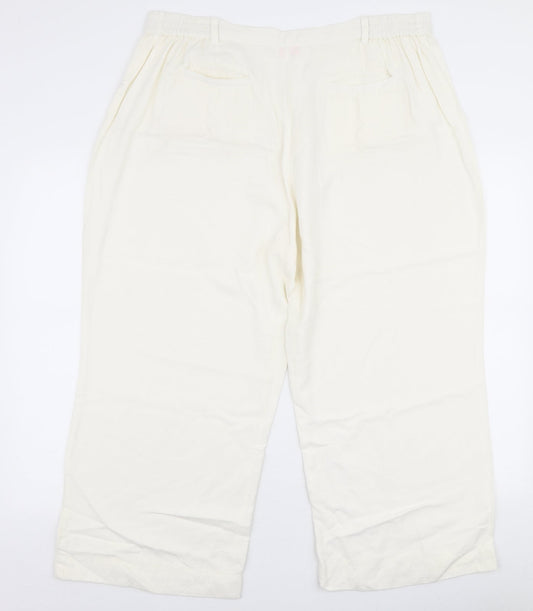 Casual Comfort Womens White  Viscose Trousers  Size 20 L24 in Regular Zip