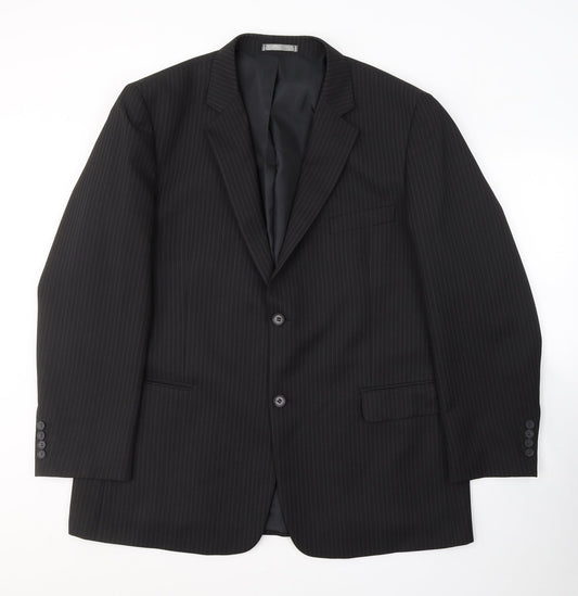 Taylor & Wright Mens Black Striped Polyester Jacket Suit Jacket Size XL