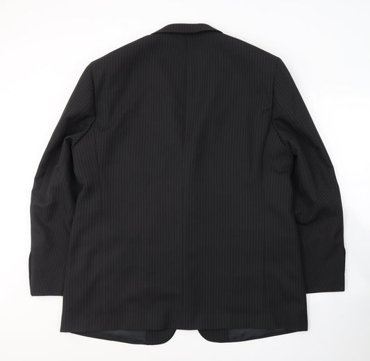 Taylor & Wright Mens Black Striped Polyester Jacket Suit Jacket Size XL