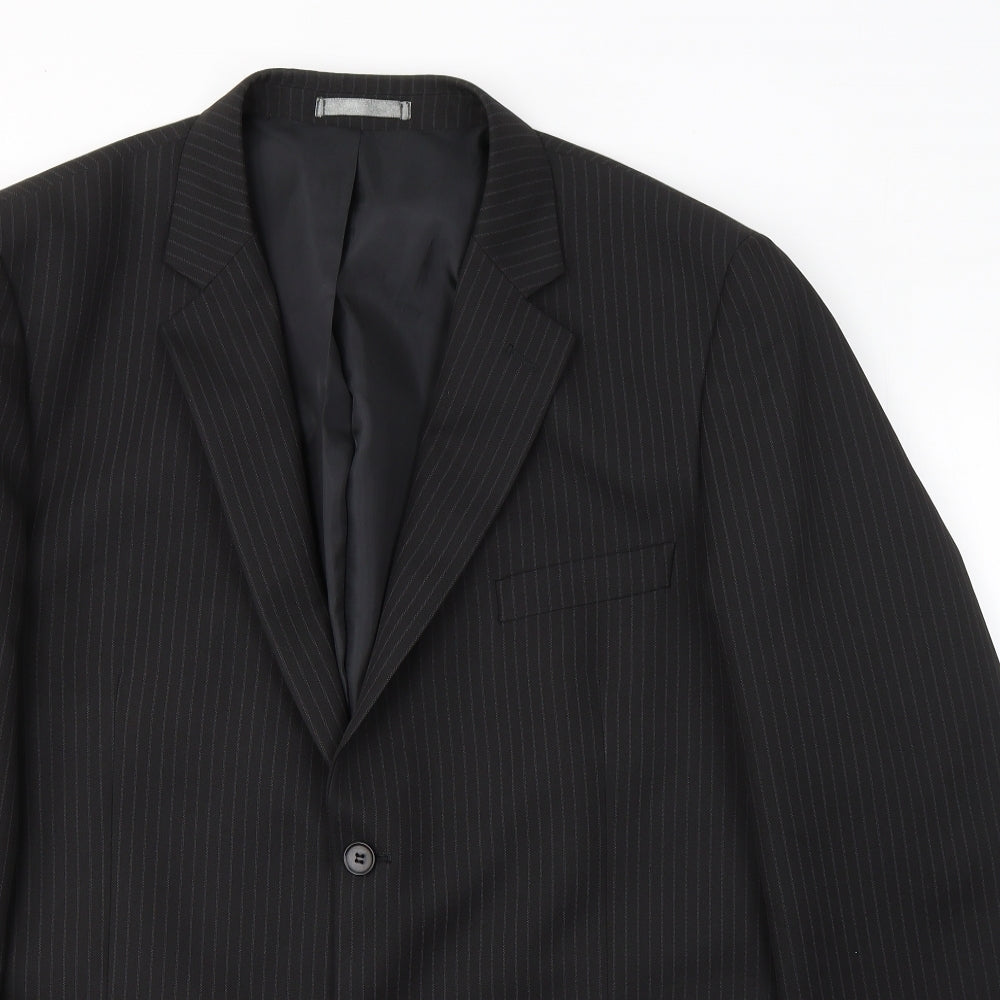 Taylor & Wright Mens Black Striped Polyester Jacket Suit Jacket Size XL