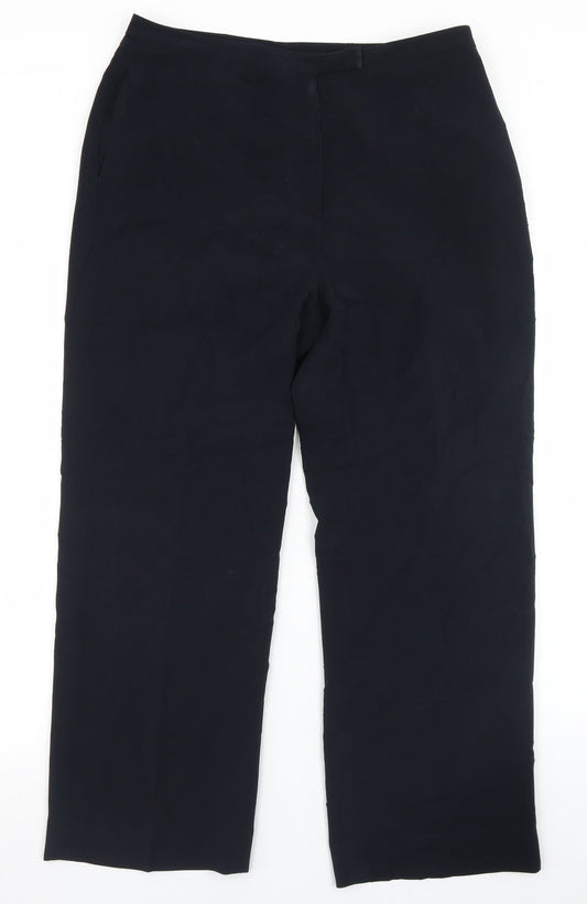 Preworn Womens Blue  Polyester Dress Pants Trousers Size 12 L26 in Regular Hook & Eye