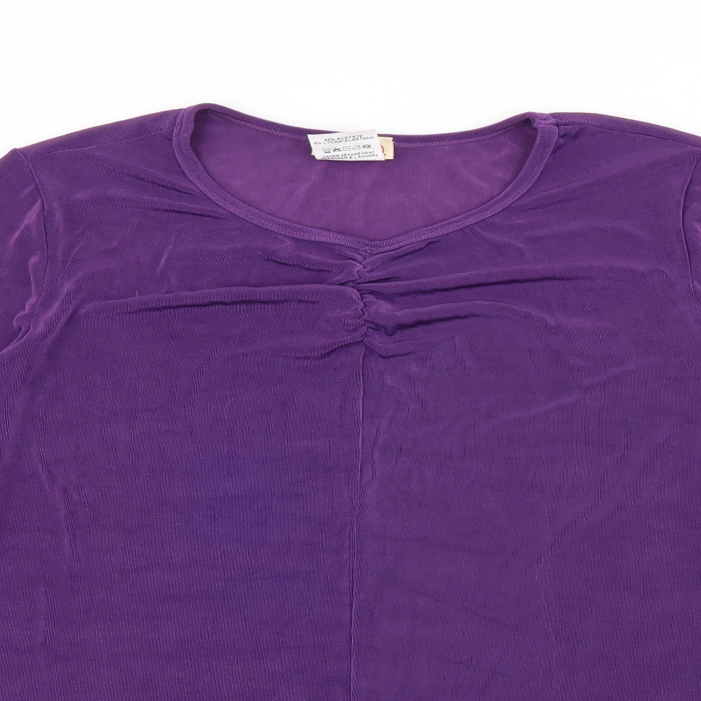 d&co Womens Purple Crew Neck  Acetate Pullover Jumper Size 2XL