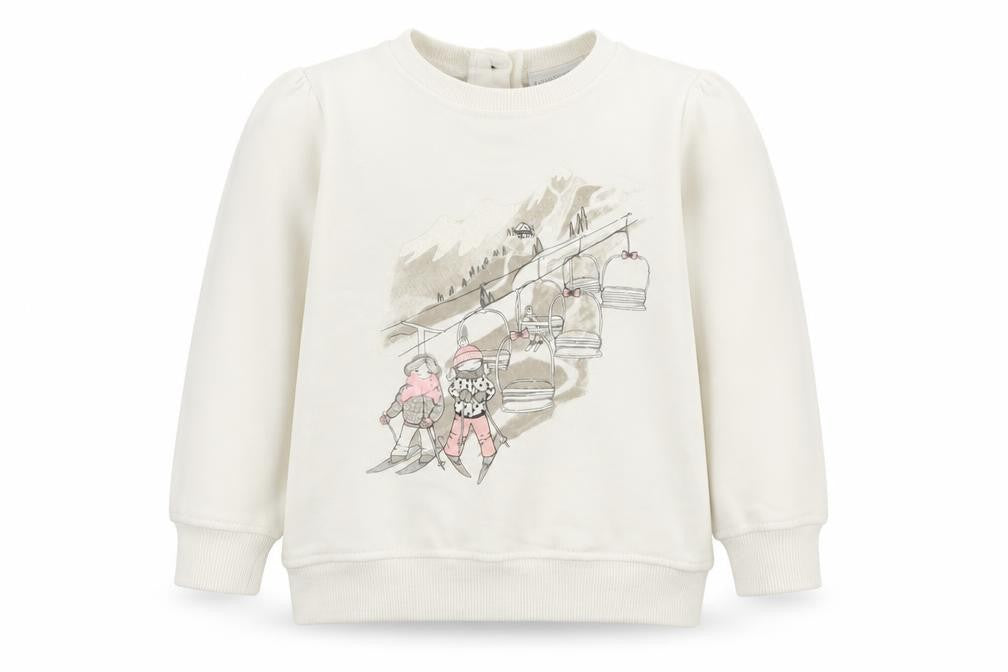 Savannah Girls White  Cotton Pullover Jumper Size 9-12 Months  Button