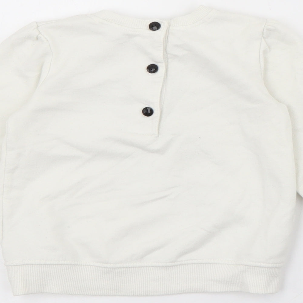 Savannah Girls White  Cotton Pullover Jumper Size 9-12 Months  Button