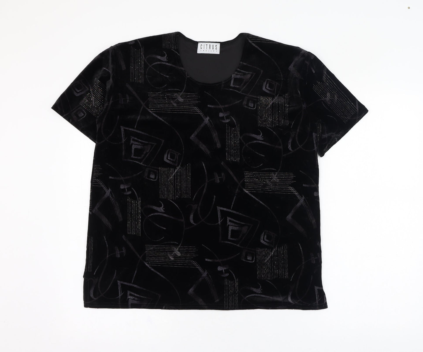Citrus Womens Black  Polyester Basic T-Shirt Size 16 Round Neck