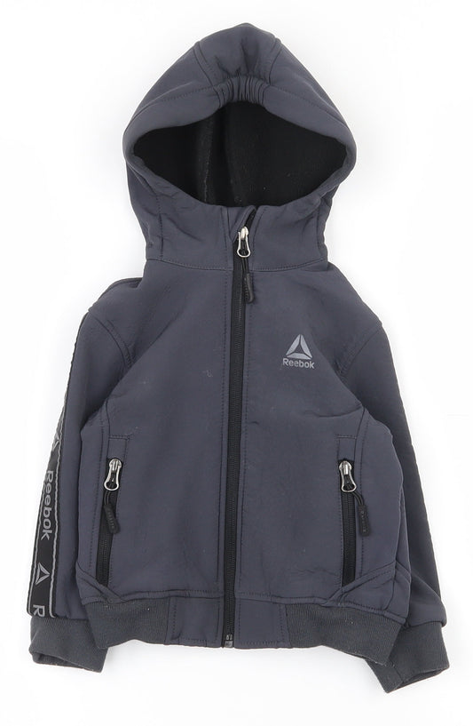 Reebok Boys Grey  Polyester Full Zip Hoodie Size 2 Years  Zip